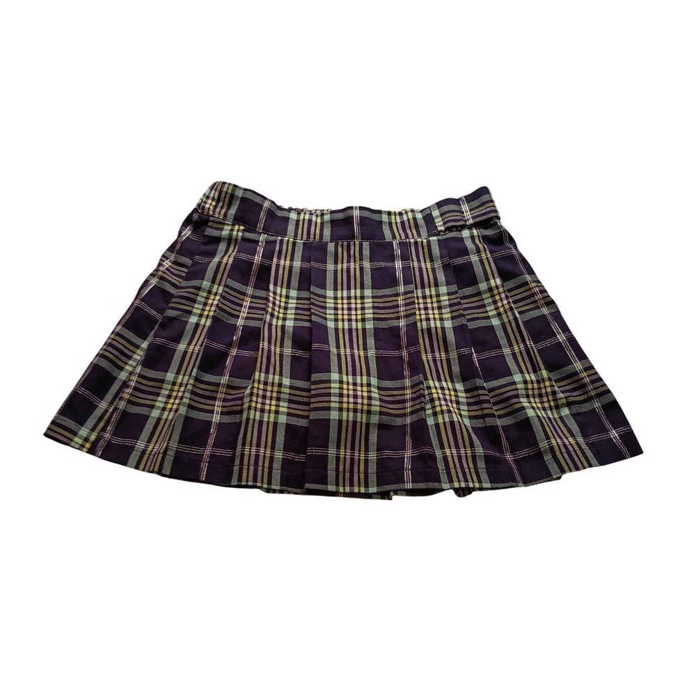 Justice Girls XL Plus Purple Green Plaid Pleated Skort Metallic Accents NWOT
